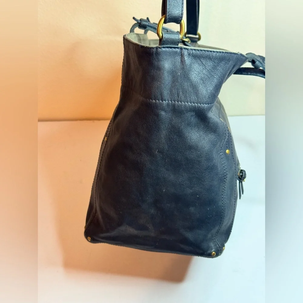 Jerome Dreyfuss Jacques Navy Blue Leather Handbag 2Way